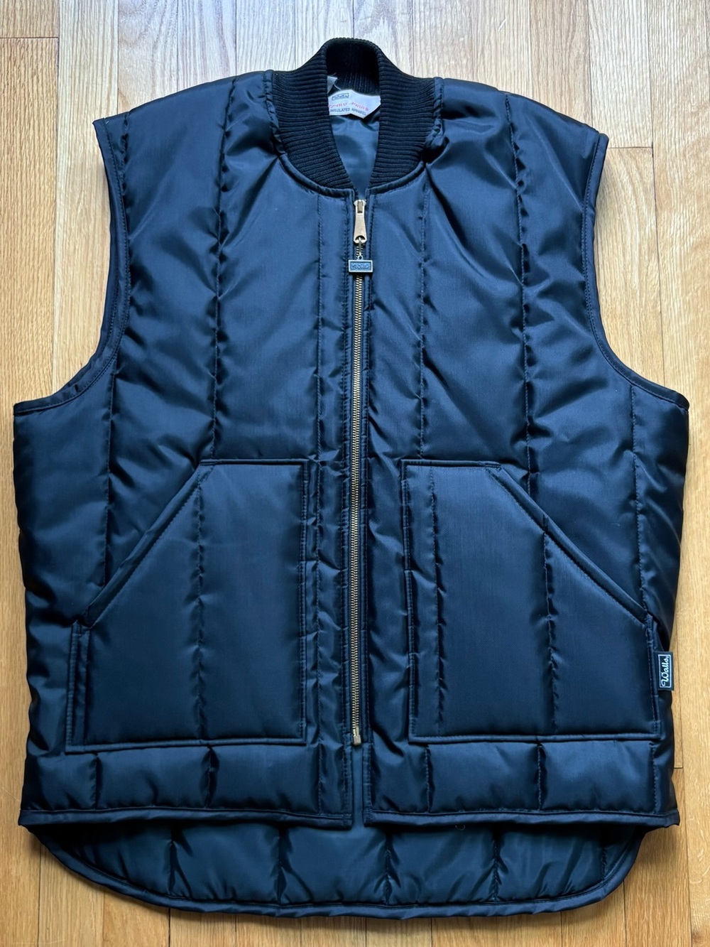 Vintage Men’s Full Zip Blizzard-Pruf Insulated Vest Large Tall LT Black USA Made